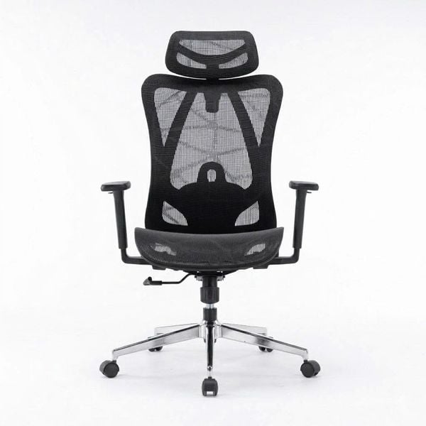  Ghế công thái học E DRA EEC225 | Đen, 150kg, Chân xoay, Lưng lưới 
