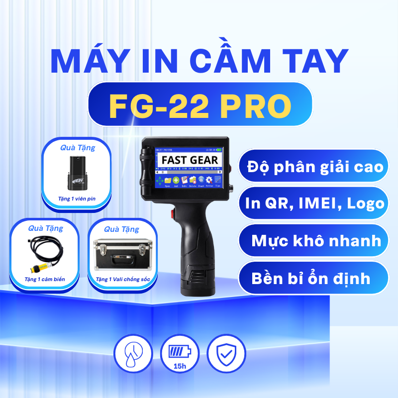 Máy In Date Cầm Tay FG 22 PRO Tiếng Việt (Có mực) - Tặng Pin Dự Phòng -  In NSX-HSD, Logo, Mã QR, Mã Vạch Sắc Nét, Hoàn Hảo 