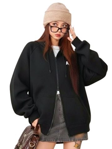  KHOÁC NỈ BÔNG PHỒNG, Aa, ĐEN 