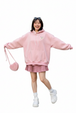  KHOÁC HOODIE NỈ, FORM RỘNG,NÓN GẤU, HỒNG 