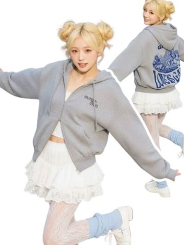  KHOÁC NỈ BÔNG PHỒNG, LET GAMBLE, XÁM 