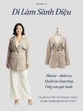  KHOÁC BLAZER ÁO KIỂU PHỐI 2 LỚP, KÈM BELT, KEM 