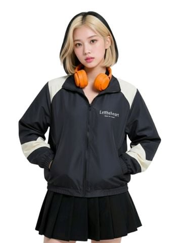  KHOÁC DÙ LETHER, RAPLAG VIỀN TAY, DÙ 2 LỚP, ĐEN 