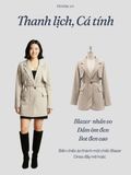  KHOÁC BLAZER ÁO KIỂU PHỐI 2 LỚP, KÈM BELT, KEM 