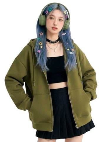  KHOÁC OVERSIZE, MỊN, LOGO TIM, RÊU 