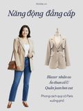  KHOÁC BLAZER ÁO KIỂU PHỐI 2 LỚP, KÈM BELT, KEM 