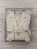  KHOÁC BLAZER ÁO KIỂU PHỐI 2 LỚP, KÈM BELT, KEM 