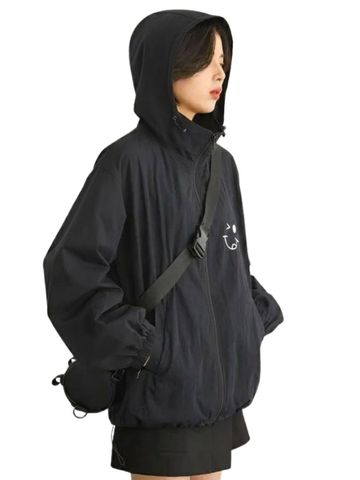  KHOÁC DÙ, NÓN RỜI, Form vừa,  in sau ĐEN 