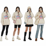  KHOÁC HOODIE NỈ, oversize,  ZIP CỔ , KEM 