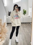  KHOÁC HOODIE NỈ, oversize,  ZIP CỔ , KEM 