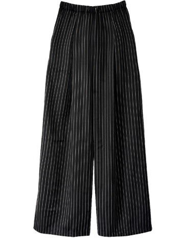  QUẦN LƯNG THUN SỌC ỐNG SUÔNG RỘNG, ĐEN 