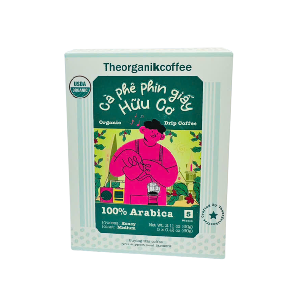 Cà phê Arabica hữu cơ phin giấy TheorganiKcoffee - 5pcs/hộp