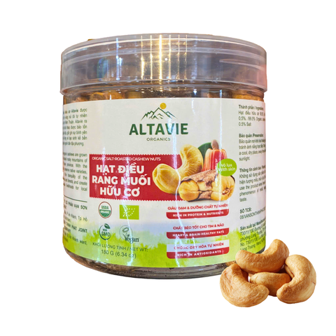 Hạt điều rang muối hữu cơ Altavie hũ 180g