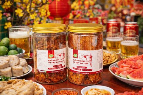 Khô bò miếng Bếp O - hũ 250gram