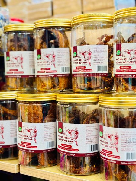 Khô bò miếng Bếp O - hũ 250gram