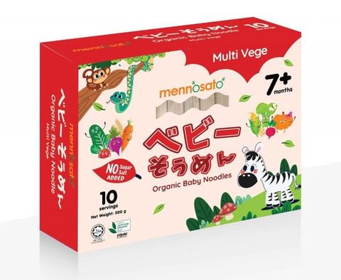 Mỳ sợi hữu cơ cho bé hỗn hợp rau củ MenNoSato 240g (từ 07 tháng tuổi) Hộp 06 bó mì với 06 vị khác nhau