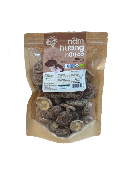Nấm đông cô (nấm hương) hữu cơ Phú Gia size M 70g