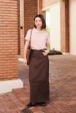  Slit Khaki Skirt - Brown 