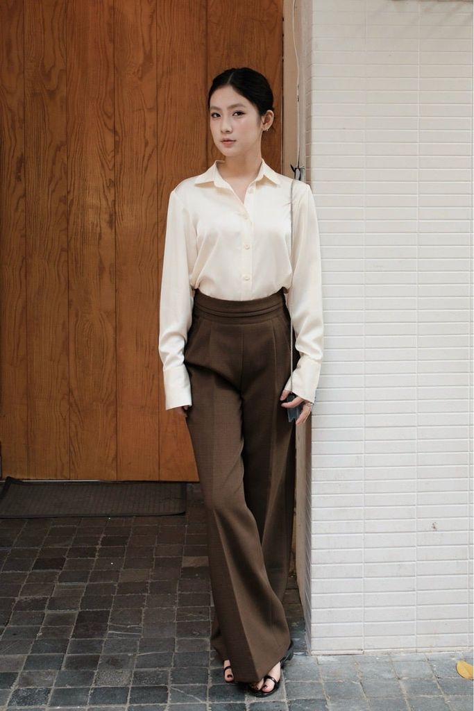 Elise Silk Shirt - Beige