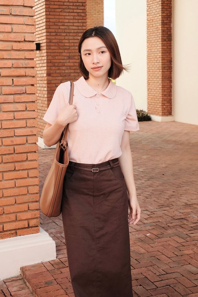 Slit Khaki Skirt - Brown
