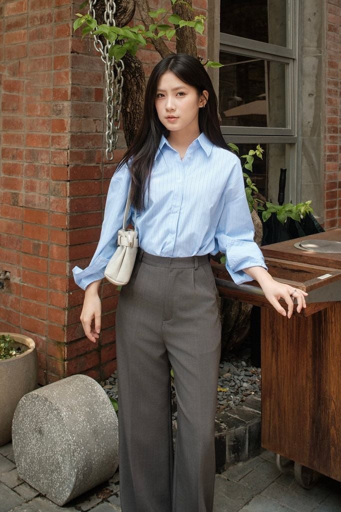 Oversized Striped Shirt - Blue