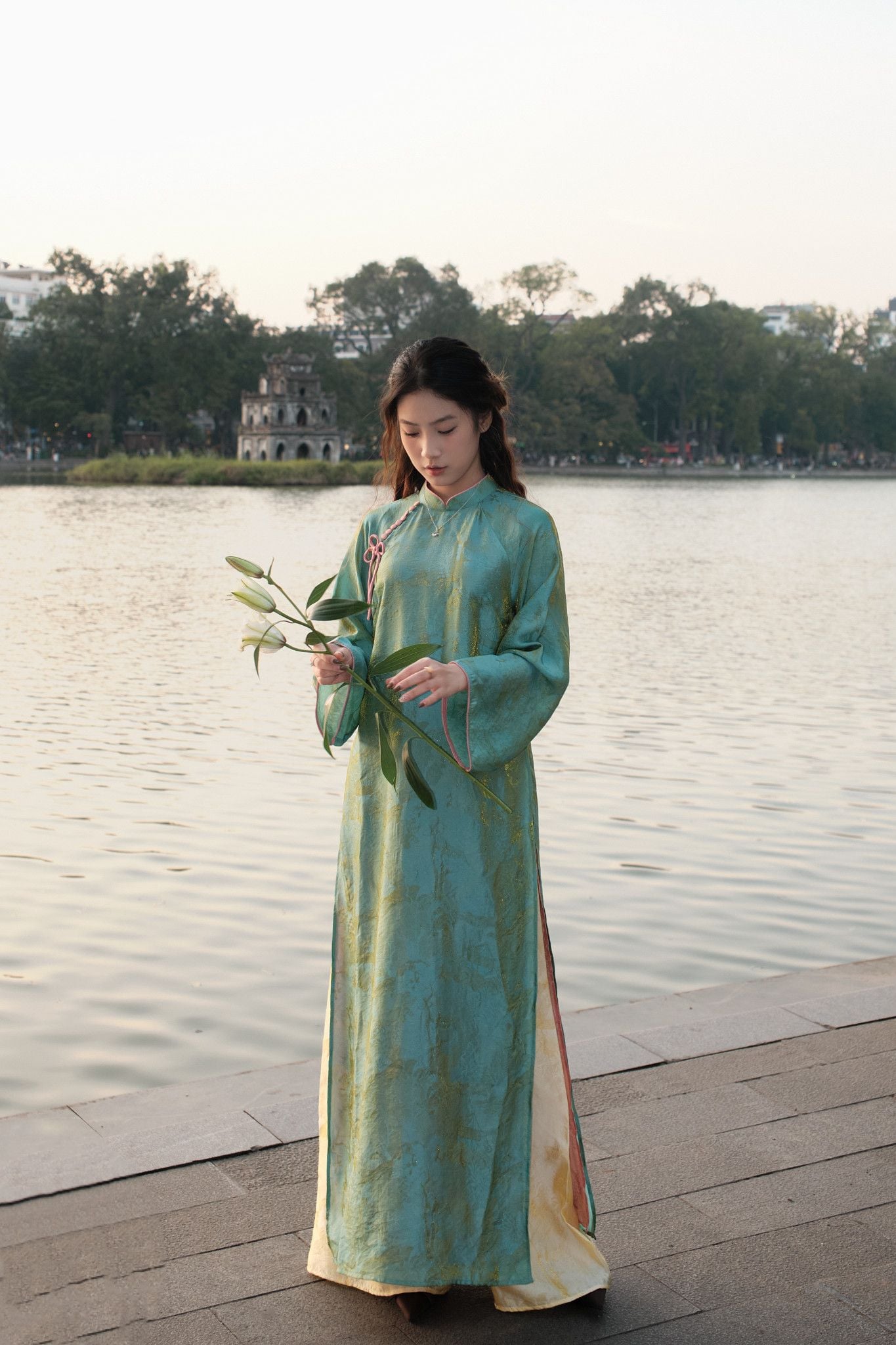  Áo Dài Lam - Xanh Ngọc 