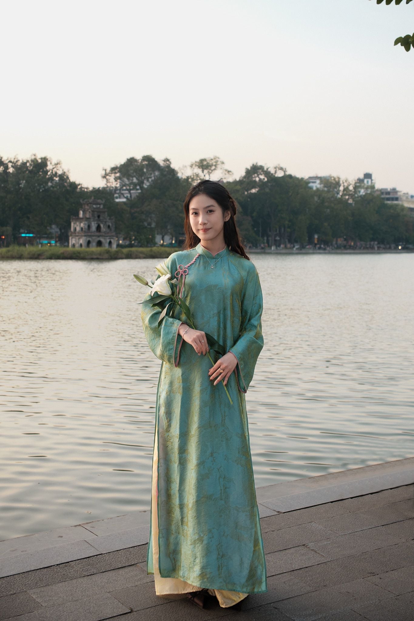  Áo Dài Lam - Xanh Ngọc 