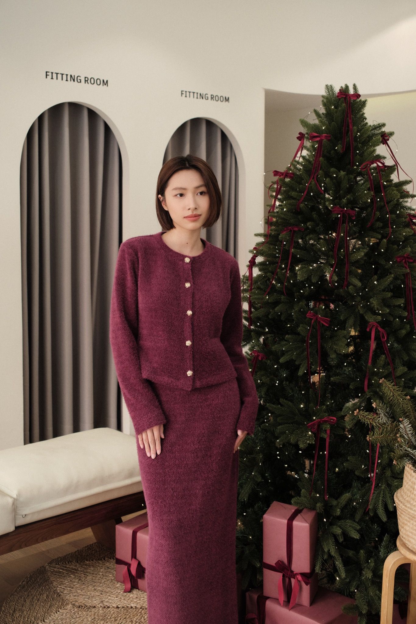  Noiré Long Skirt - Đỏ 