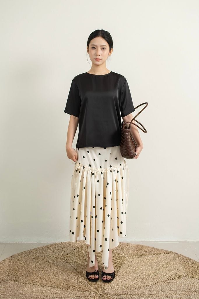 Polka Dot Skirt - Trắng