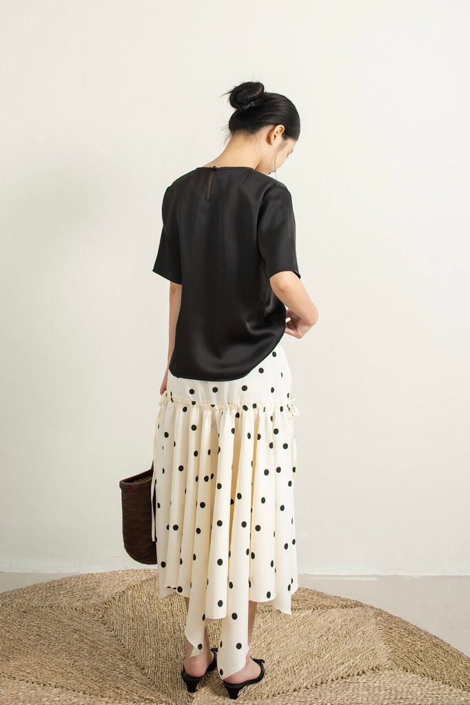 Polka Dot Skirt - Trắng