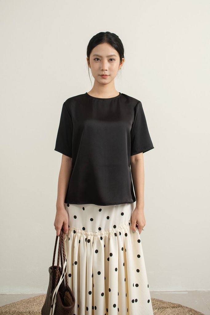 Basic Silk T-shirt - Đen