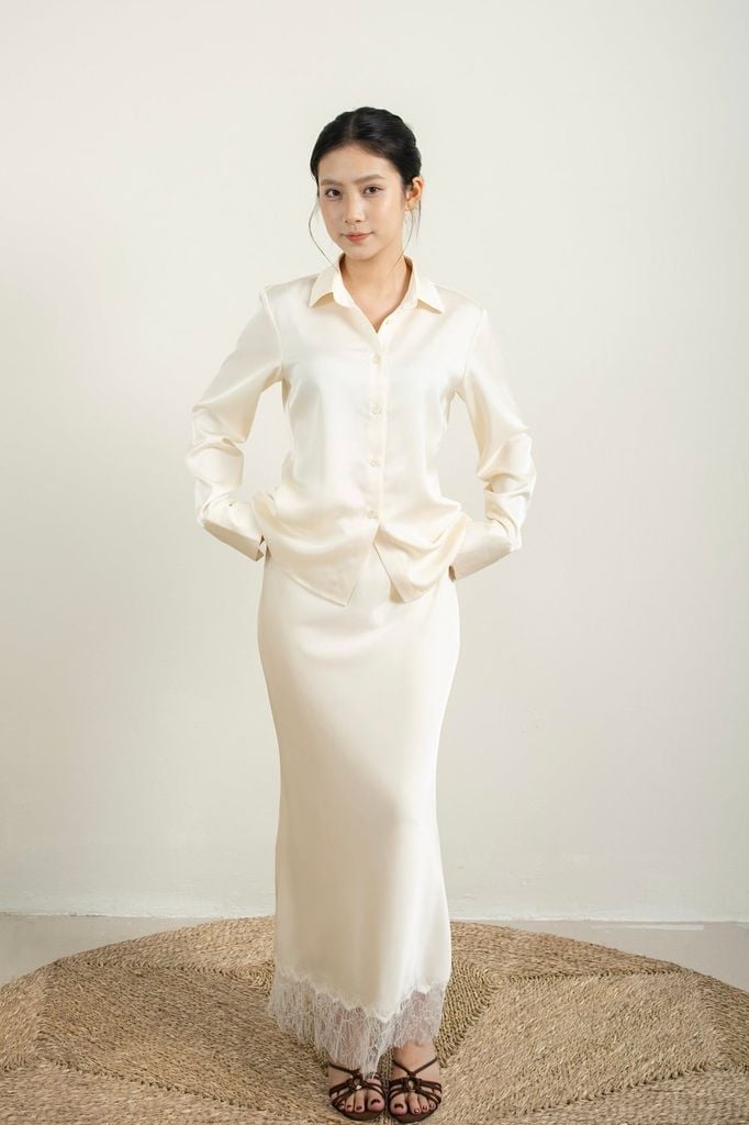 Lace Silk Skirt - Kem