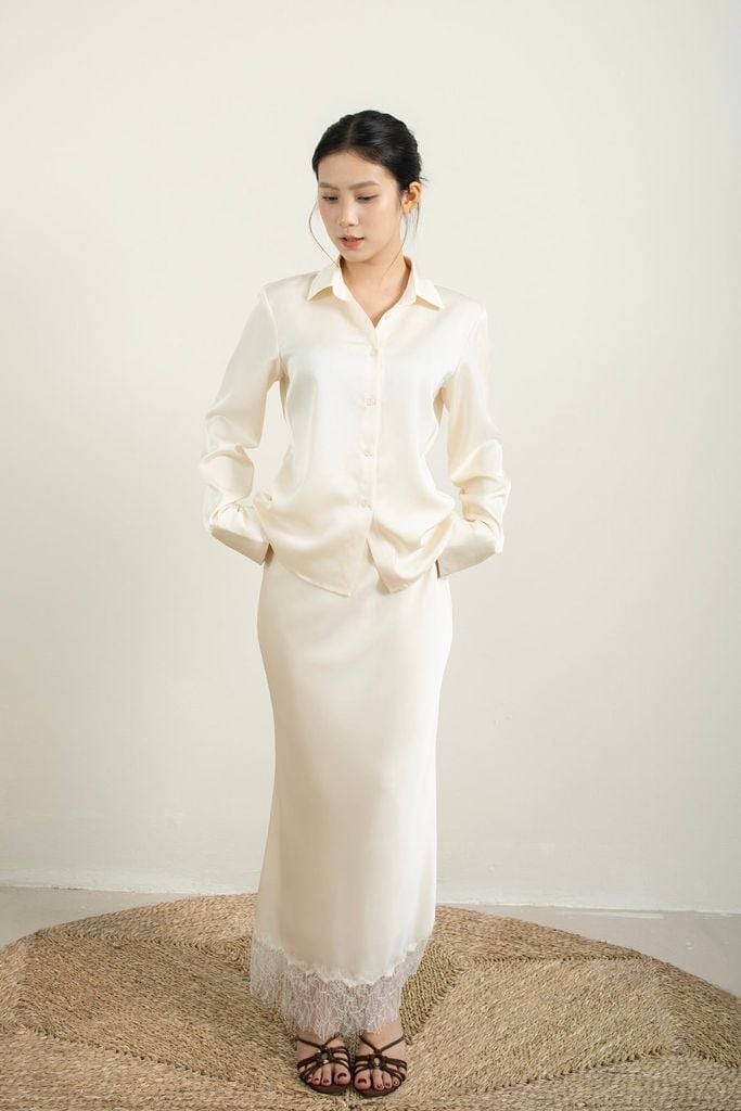 Lace Silk Skirt - Kem