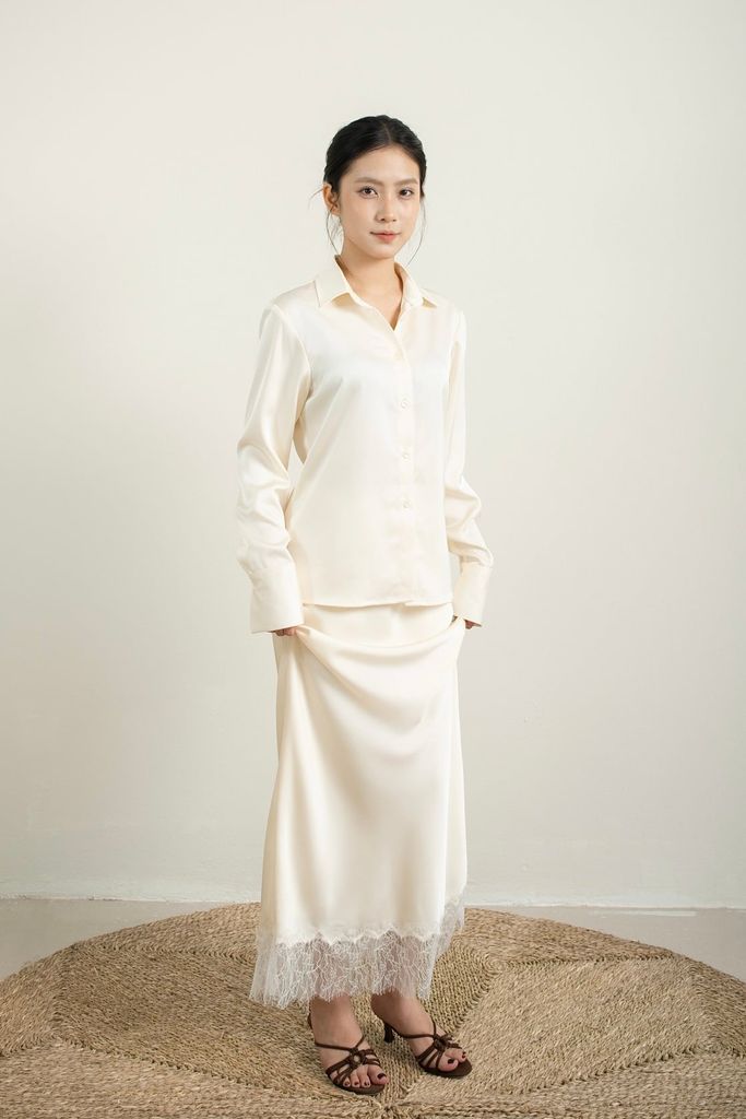 Lace Silk Skirt - Kem