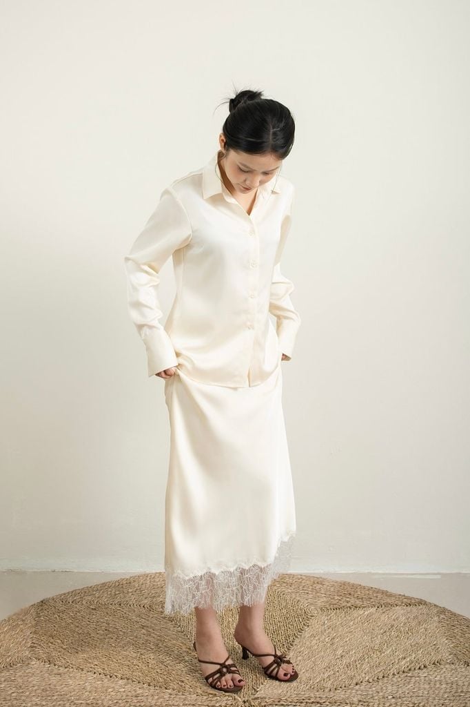 Lace Silk Skirt - Kem