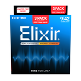  ELIXIR 3313216566 DÂY ĐÀN ĐIỆN PACK 3 NANOWEB 09-42 