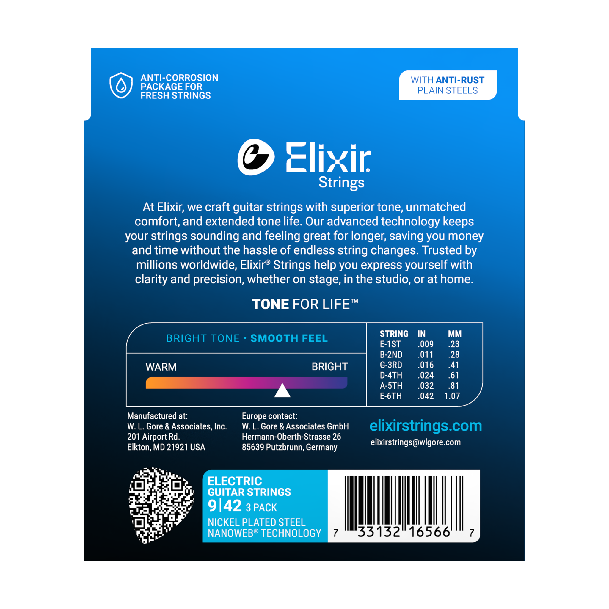  ELIXIR 3313216567 DÂY ĐÀN ĐIỆN PACK 3 NANOWEB 10-46