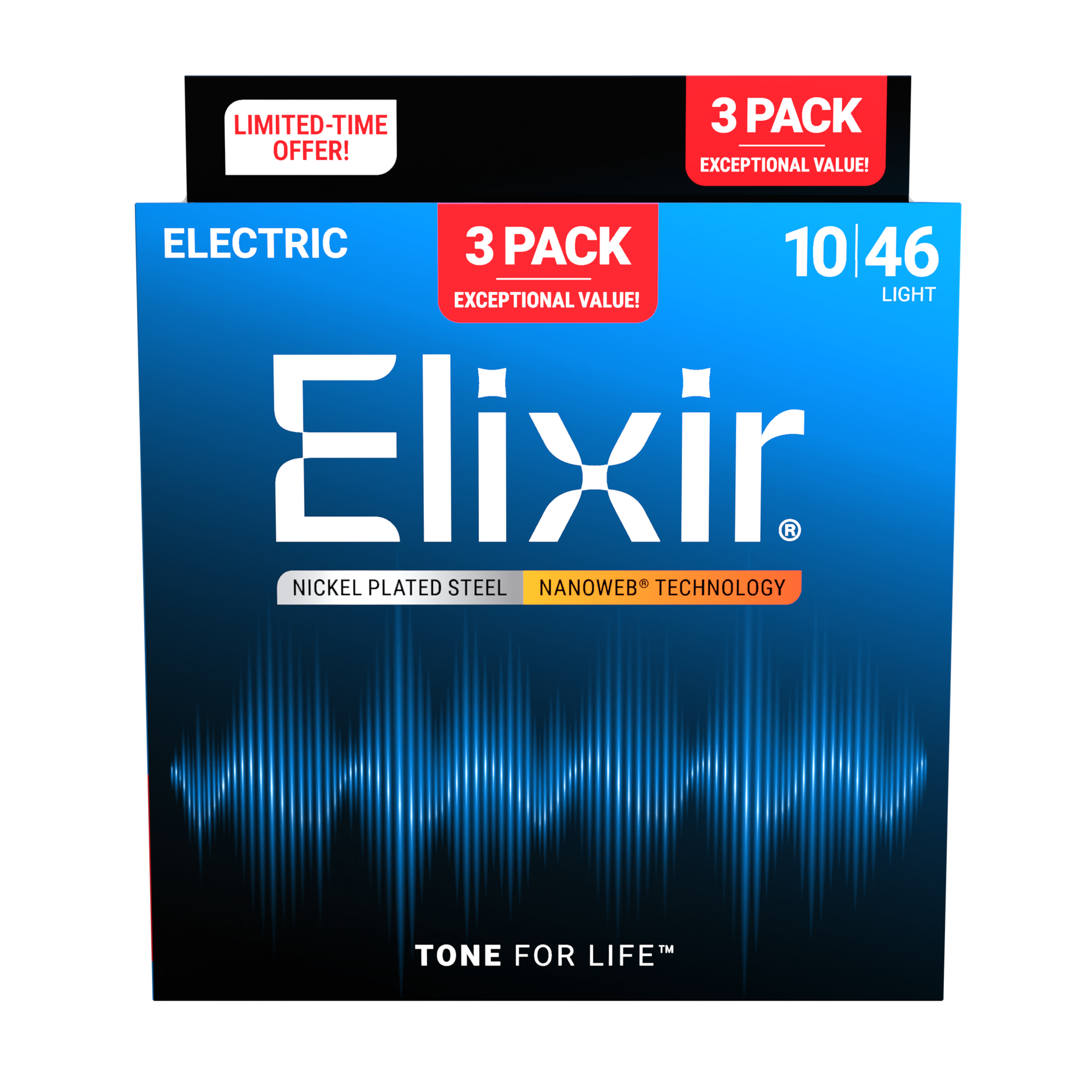  ELIXIR 3313216566 DÂY ĐÀN ĐIỆN PACK 3 NANOWEB 09-42