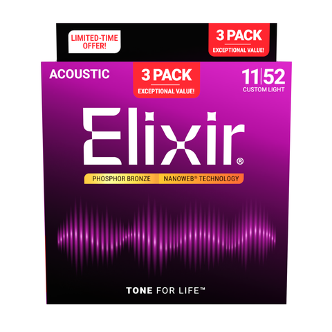  ELIXIR 3313216568 DÂY ĐÀN ACOUSTIC PACK 3 PHOSPHOR 11-52 