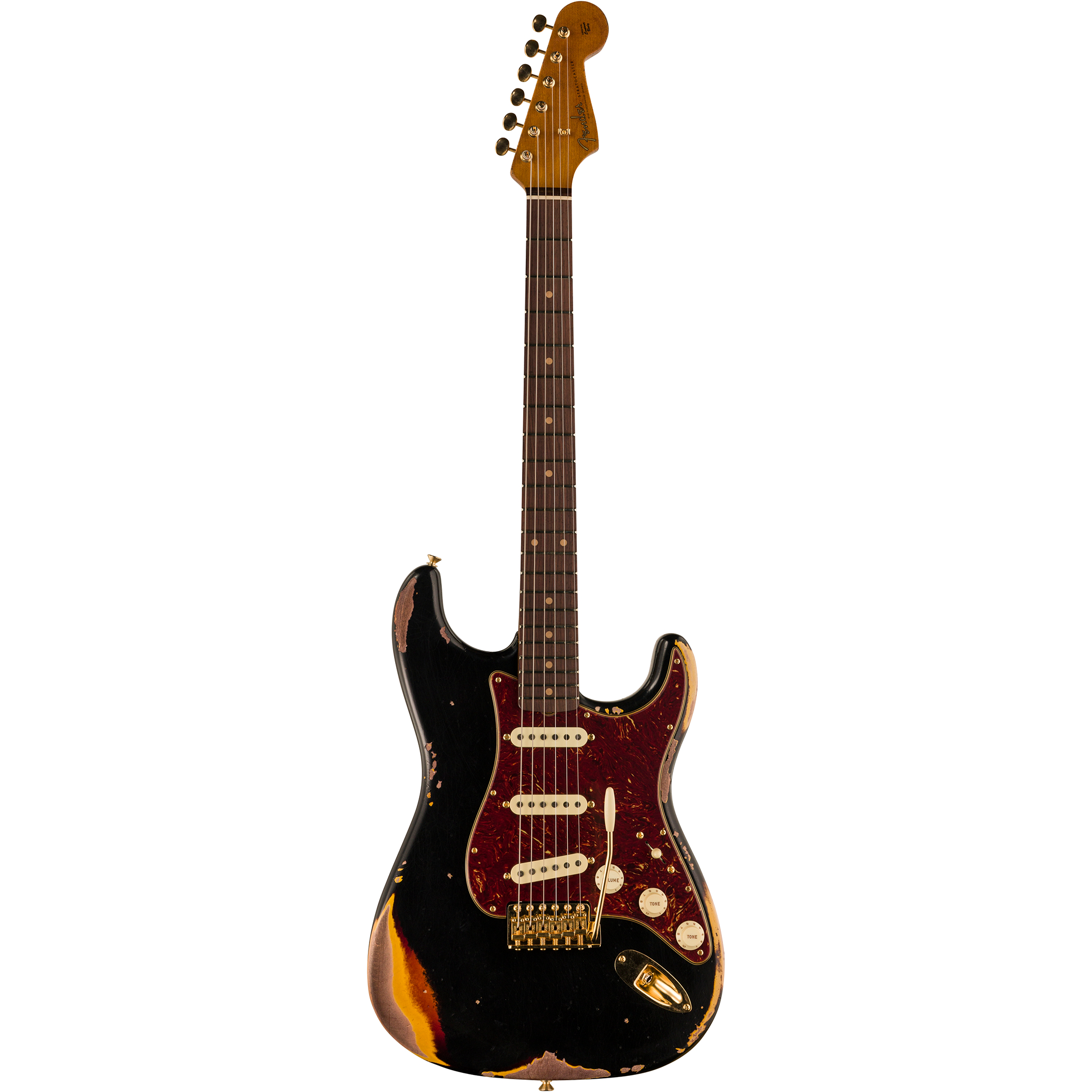  FENDER CUSTOMSHOP S23 LTD '62 STRAT HEAVY RELIC AGED BLACK OVER 3-COLOR SUNBURST 9236053039 