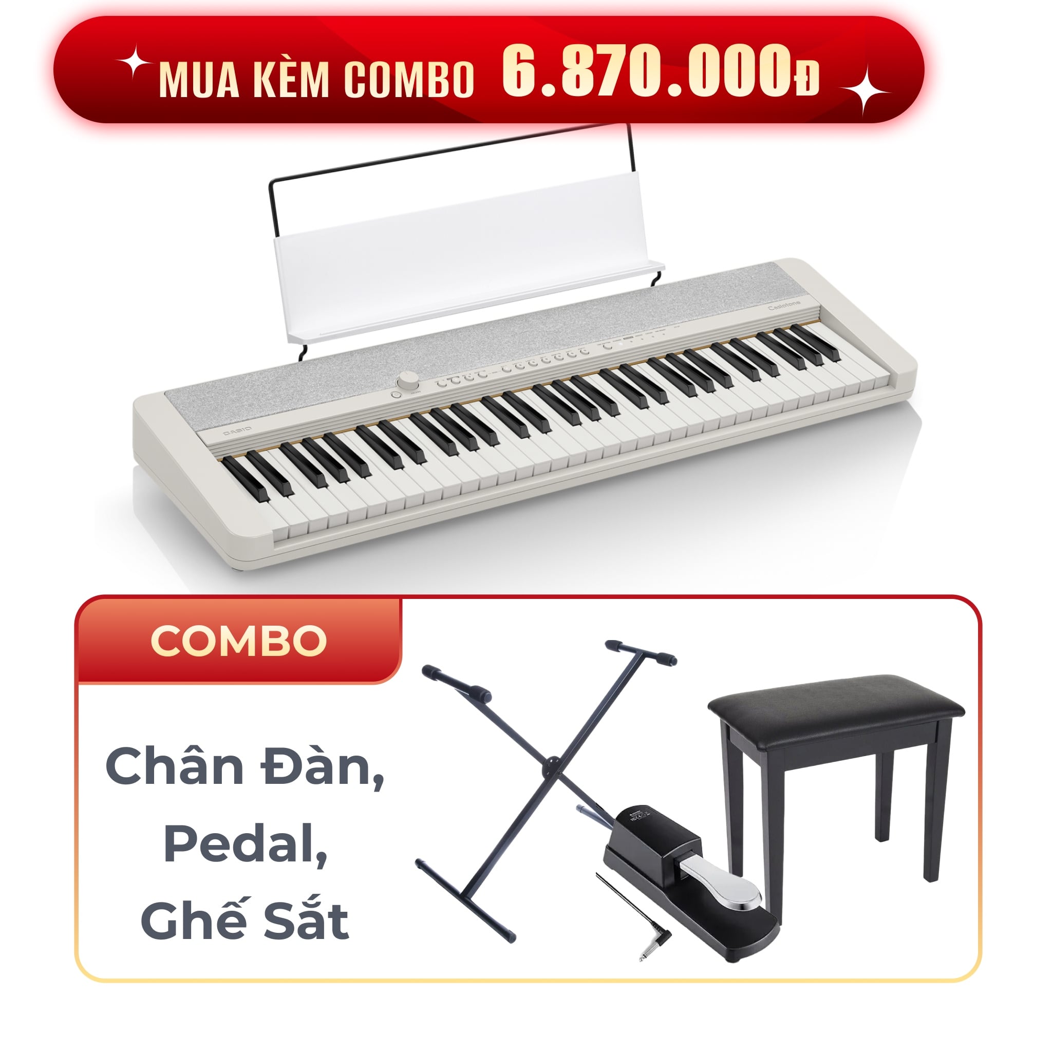  Đàn organ Casio CTS1 màu trắng (CT-S1)