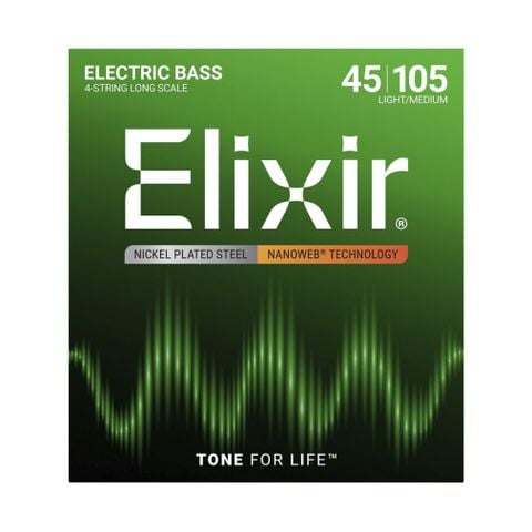 Dây Đàn Guitar Bass Elixir Nanoweb 4 Dây (45-105) Thép Mạ Niken 