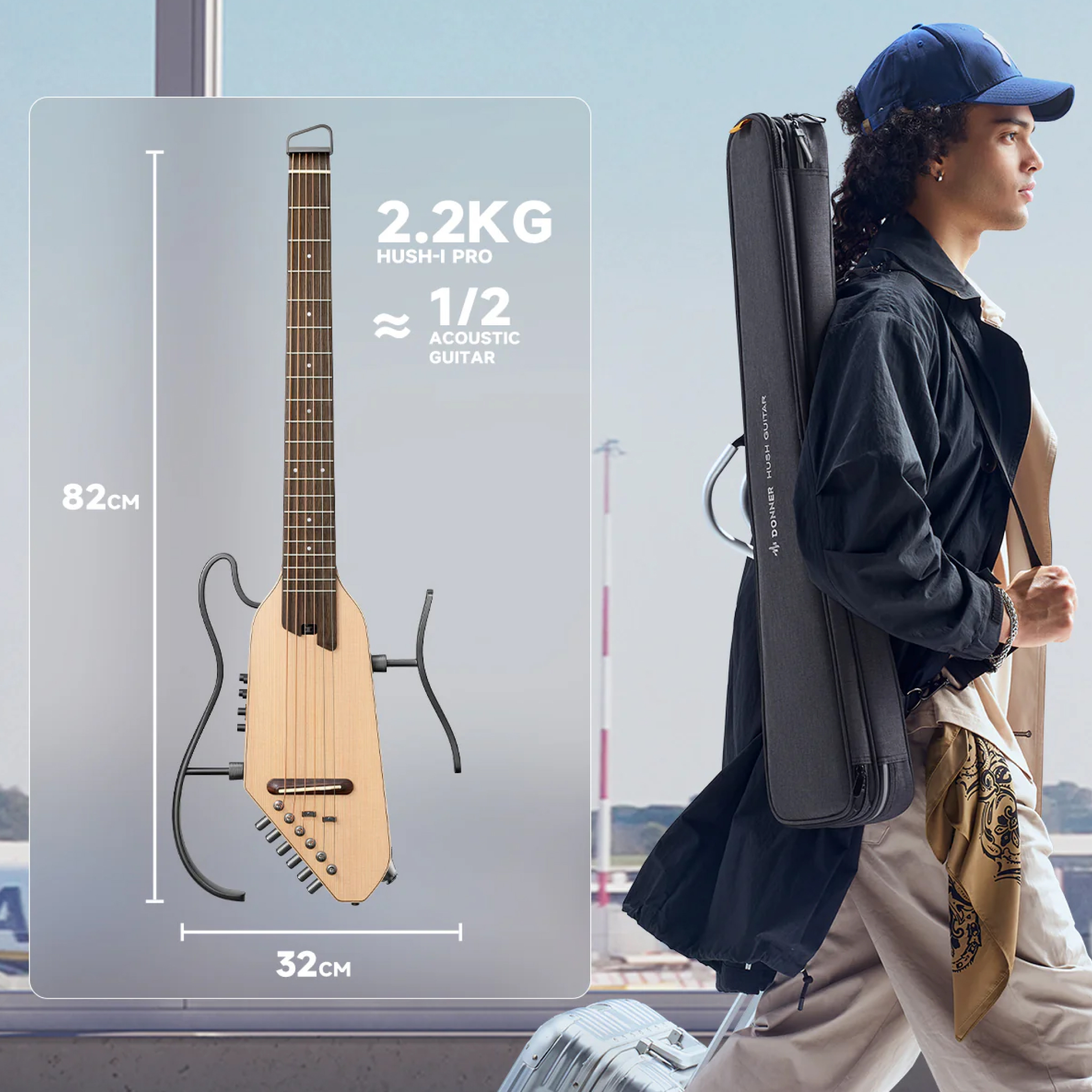  Đàn guitar Donner Hush I Pro Natural Spruce