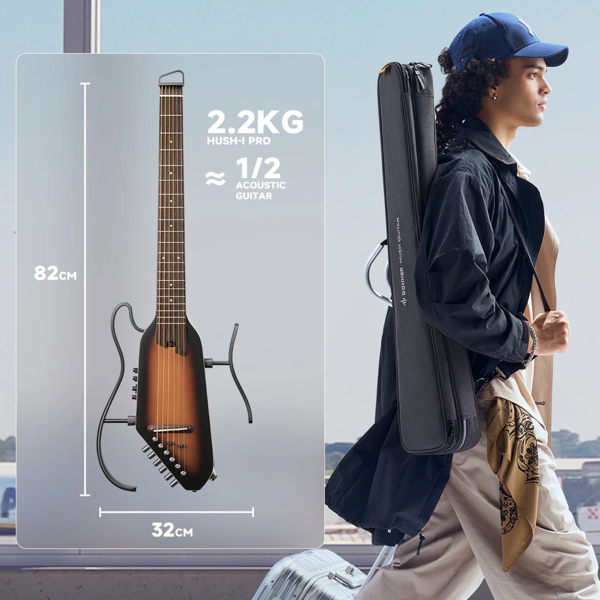  Đàn guitar Donner Hush I Pro Sunburst