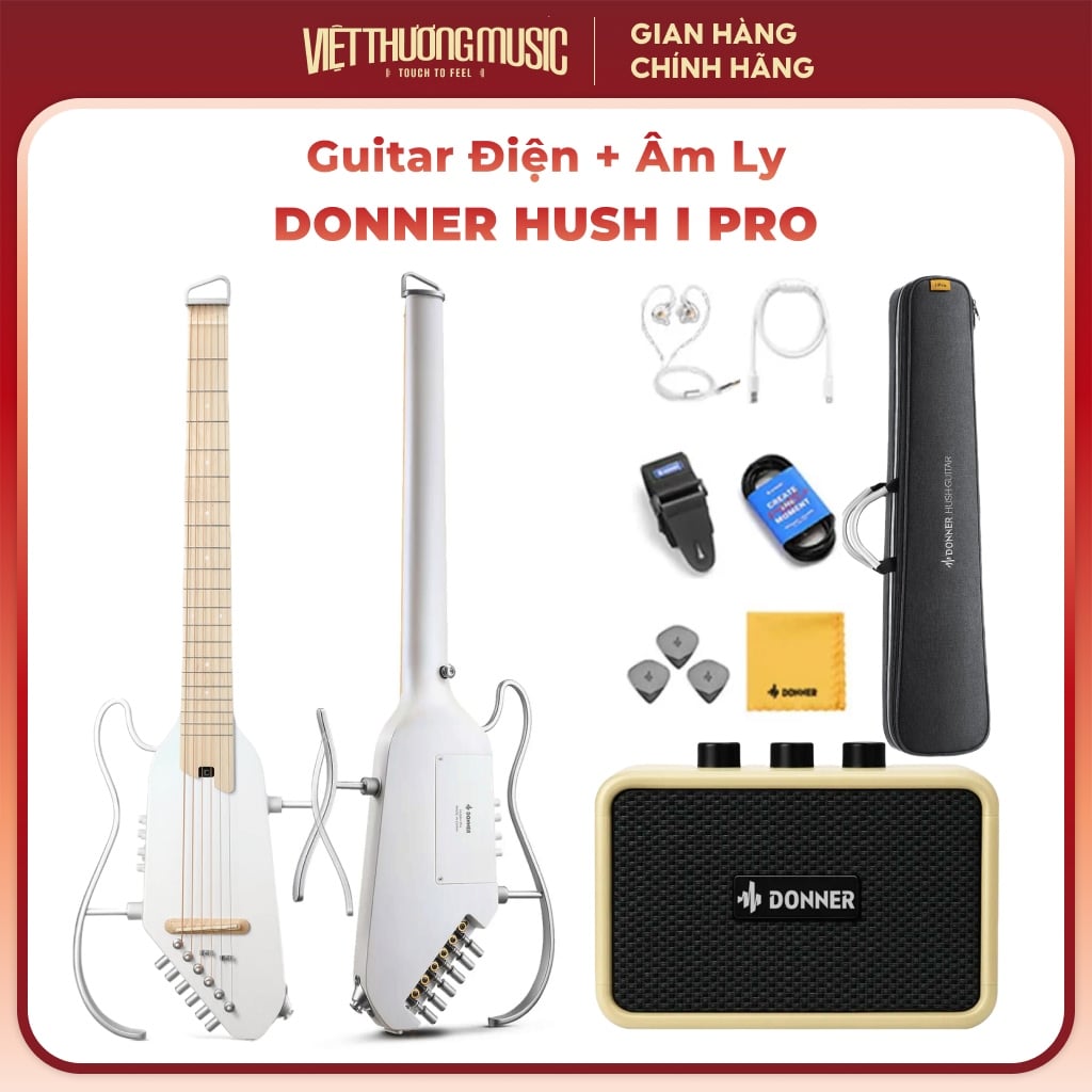  Đàn guitar Donner Hush I Pro màu trắng