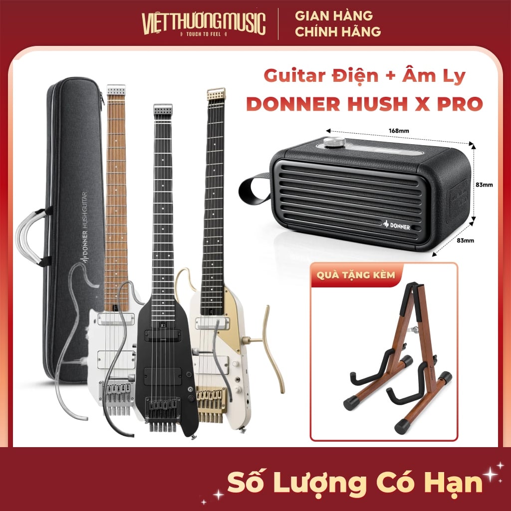  Đàn guitar điện Donner Hush X Pro màu đen
