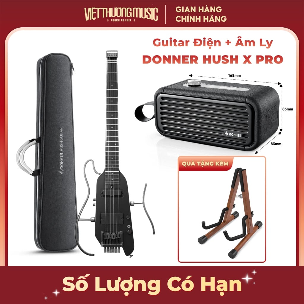  Đàn guitar điện Donner Hush X Pro màu đen