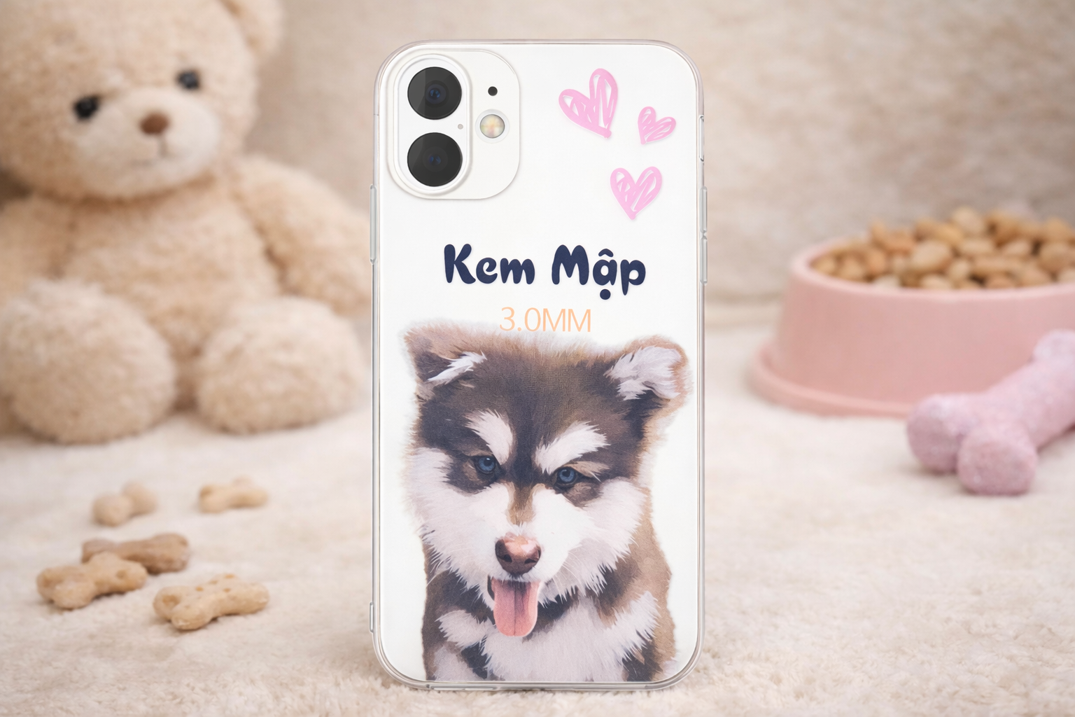  Ốp lưng iPhone kem mập chó husky cute clear case 