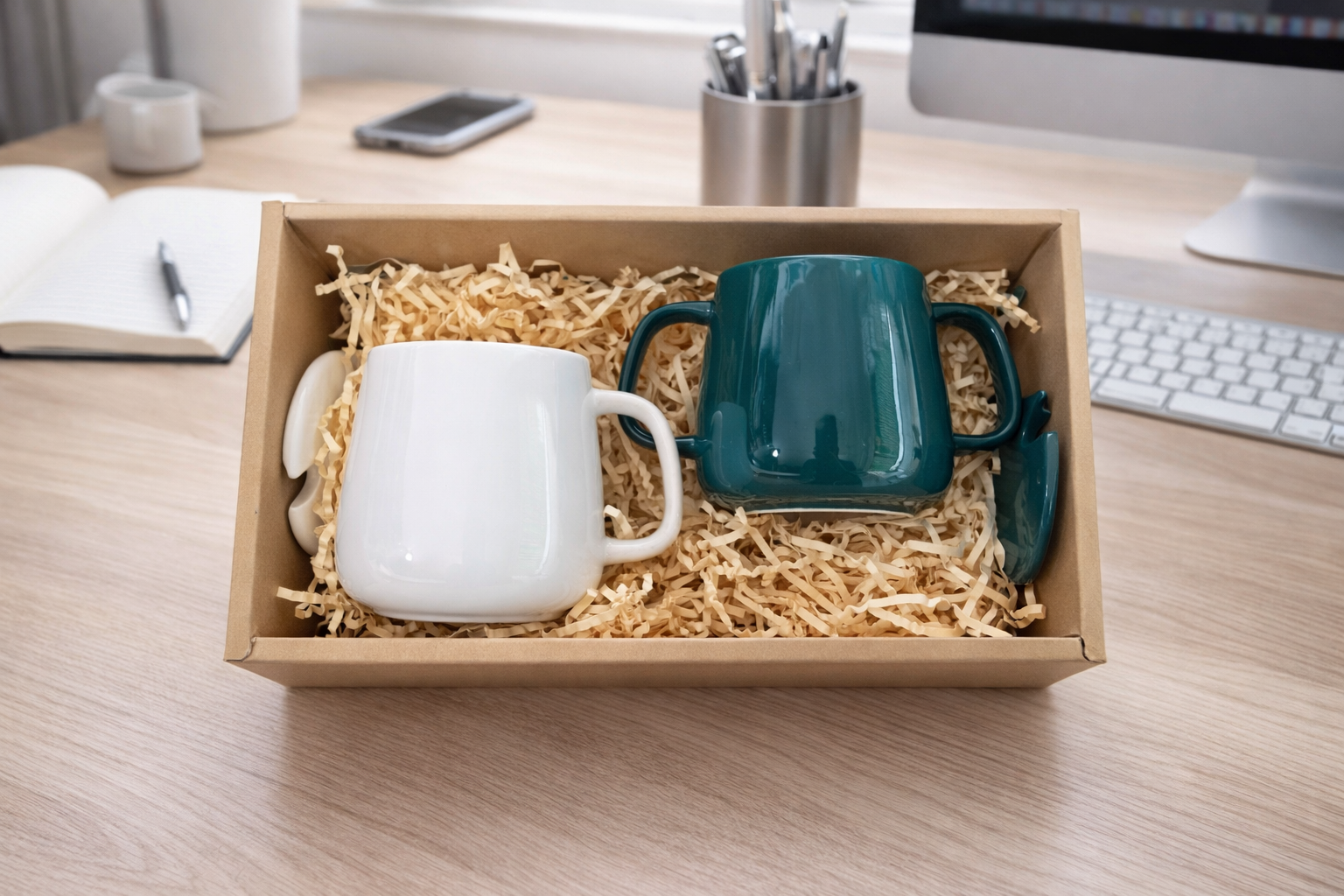  Bộ quà ly sứ in logo theo yêu cầu (có quai, đủ màu) 
