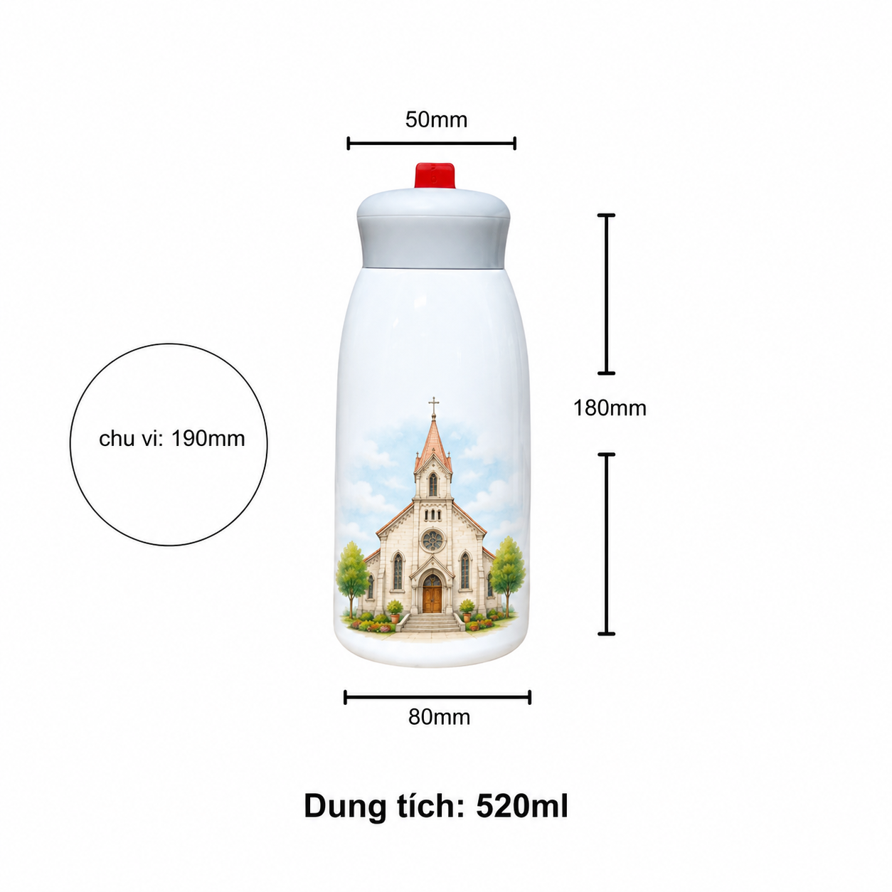  Bình Giữ Nhiệt Hello 520ml In Nhuyển Nhiệt – Lõi Inox 304 – Con Hiu Hồng Gift 